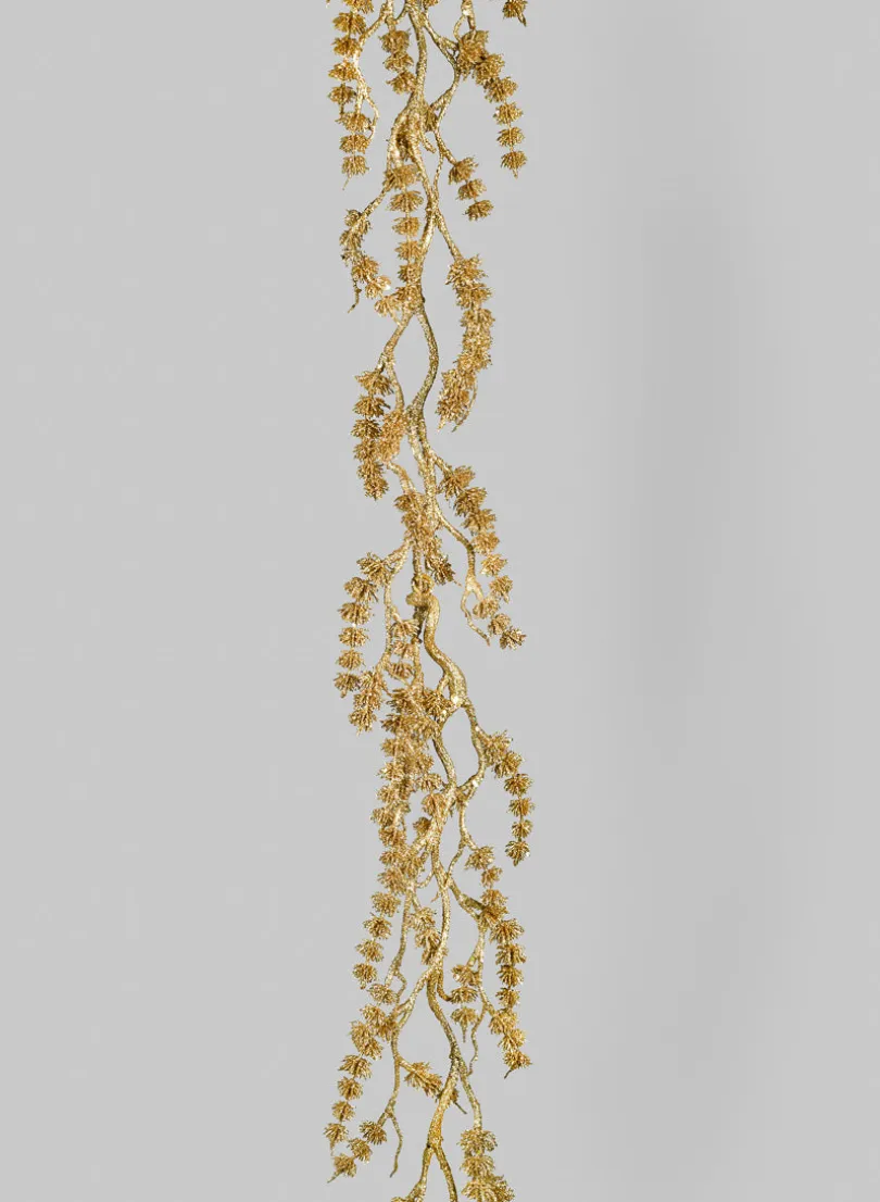 6ft Long Gold Glittered Mini Pine Garland
