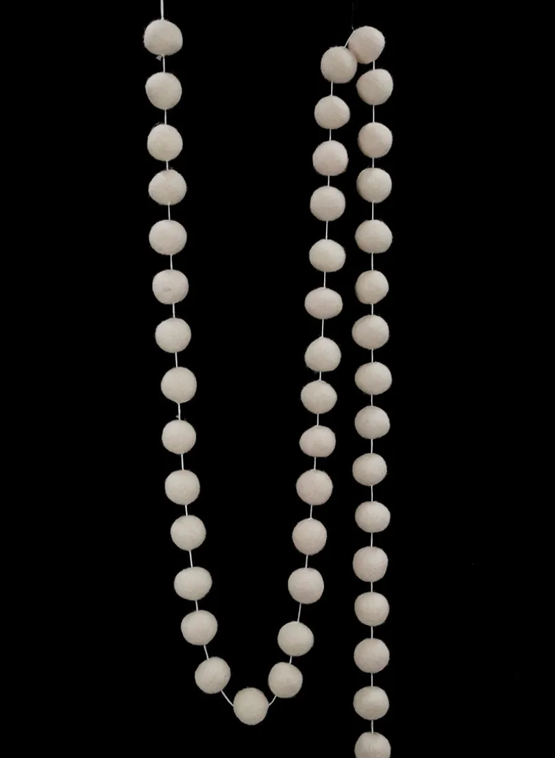 5ft Long Ivory Felt Ball Garland