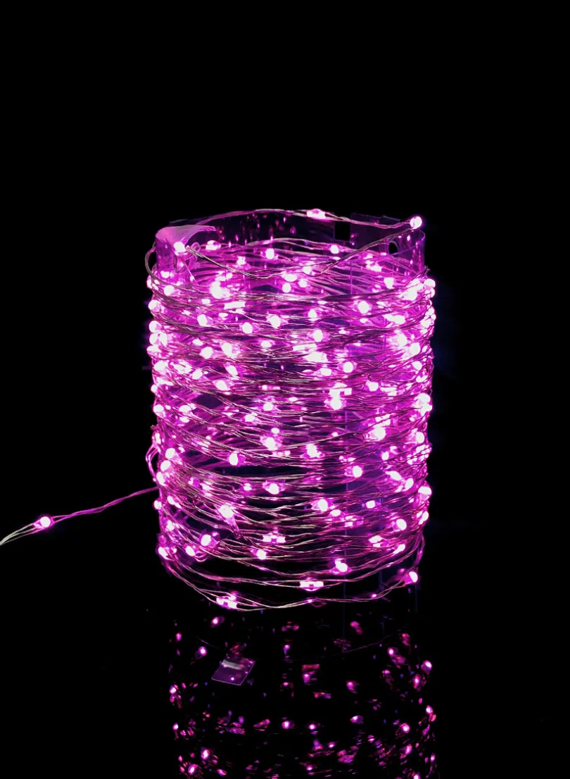 36ft Long 200-Light Pink Naked Wire L.E.D. Light String, Plug-In