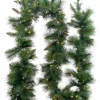 9ft Long Pine Needle Garland with Warm White 100 L.E.D. Lights