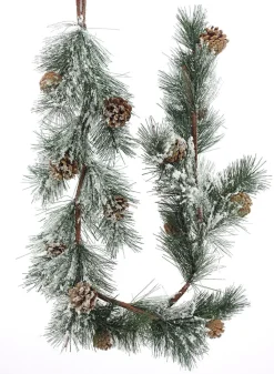 4ft Long Snowy Pine Garland with Pine Cones, Case of 6