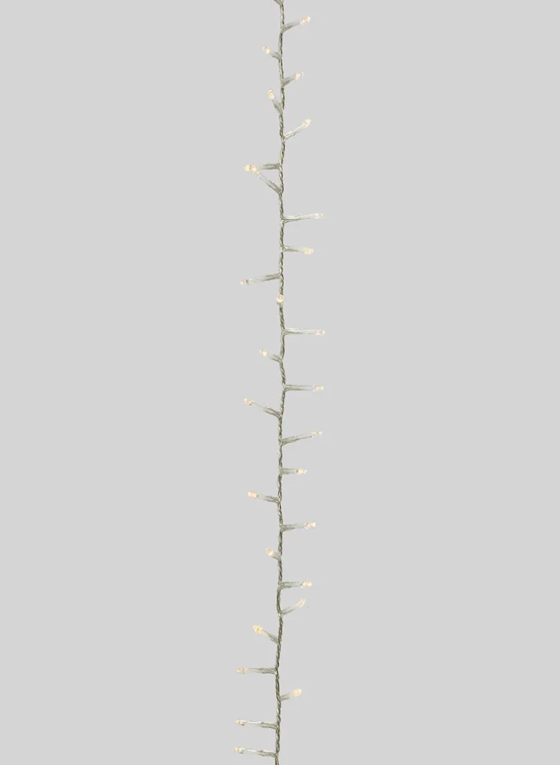 24ft Long 100 & 1000 Warm White L.E.D. Lights Set, Clear Cord