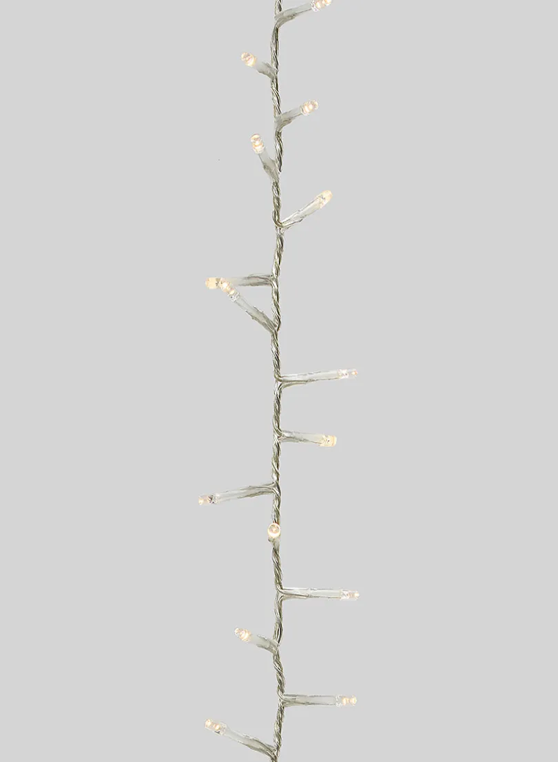 24ft Long 100 & 1000 Warm White L.E.D. Lights Set, Clear Cord