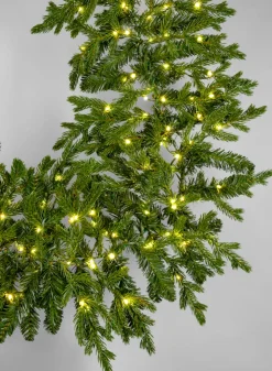 6ft Long Warm White Pre-Lit Pine Garland (200 Lights)