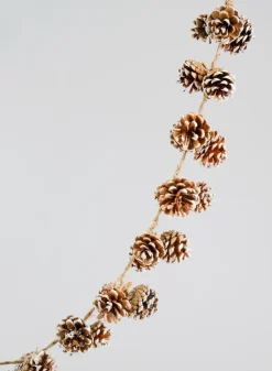 6ft Long White Tips Pinecones Garland