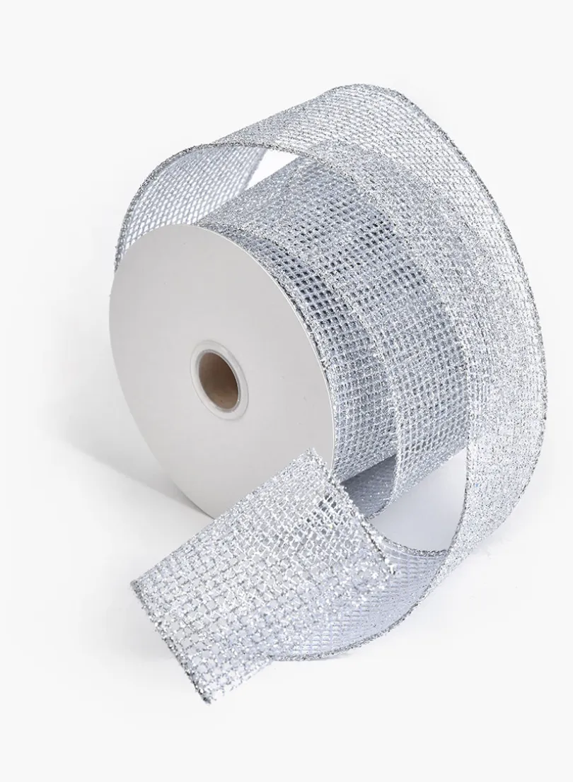 29ft Silver Grid Ribbon
