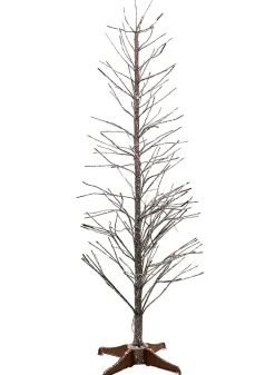 6ft Tall Snowy Branch Christmas Tree With Warm White L.E.D. Light Tips