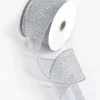 29ft White & Silver Laser Glitter Grid Ribbon