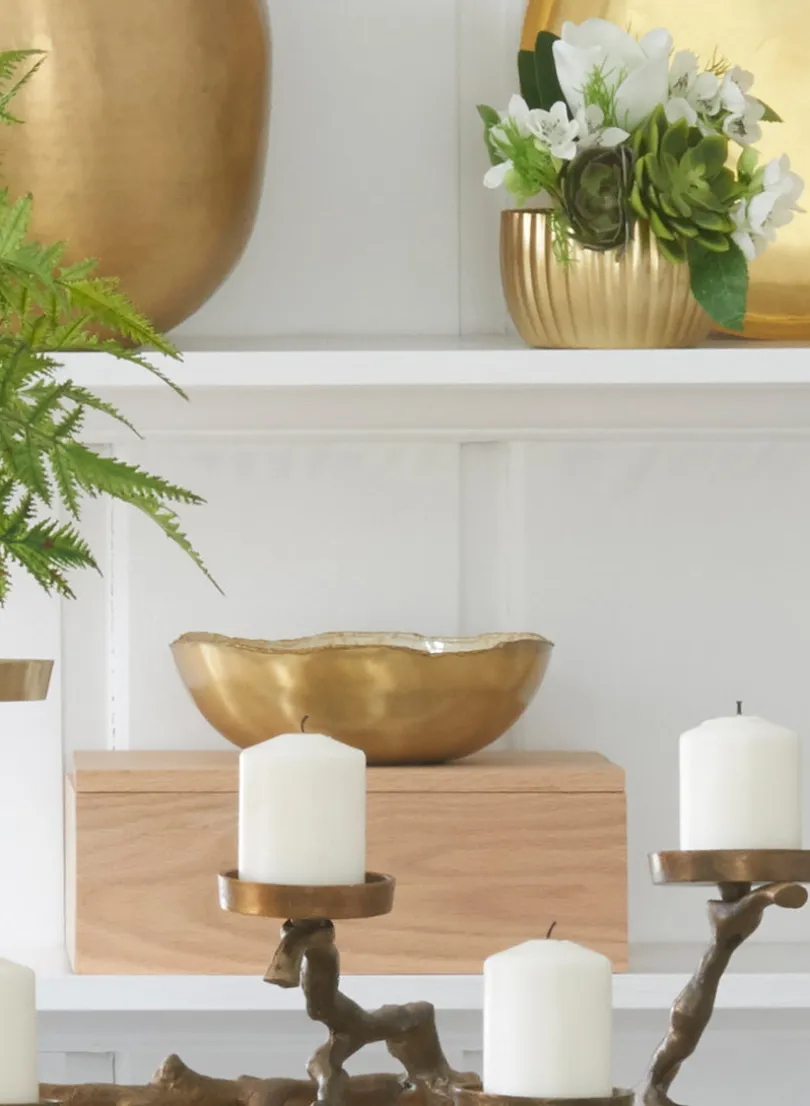 Gold & Ivory Speckled Enamel Bowl