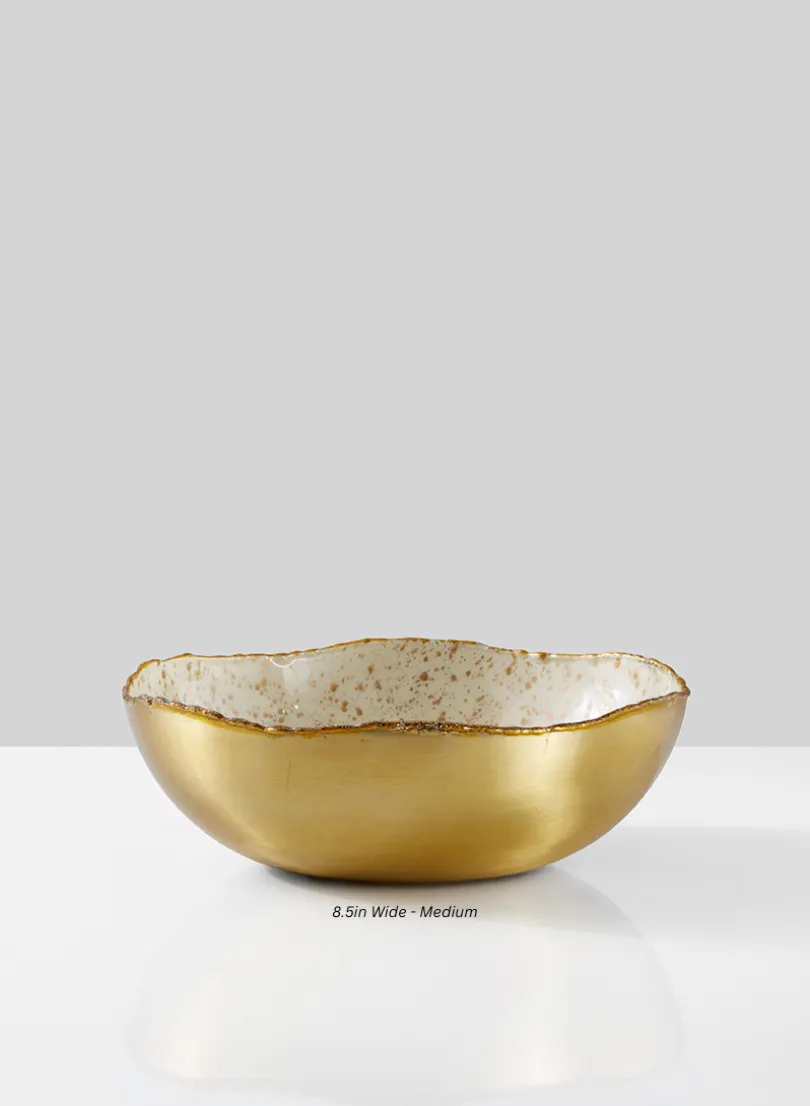 Gold & Ivory Speckled Enamel Bowl