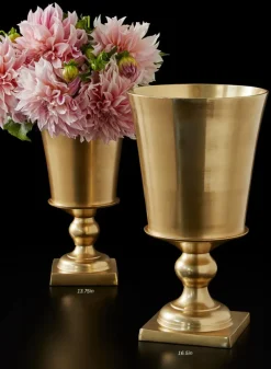 Gold Pedestal Aluminum Urns