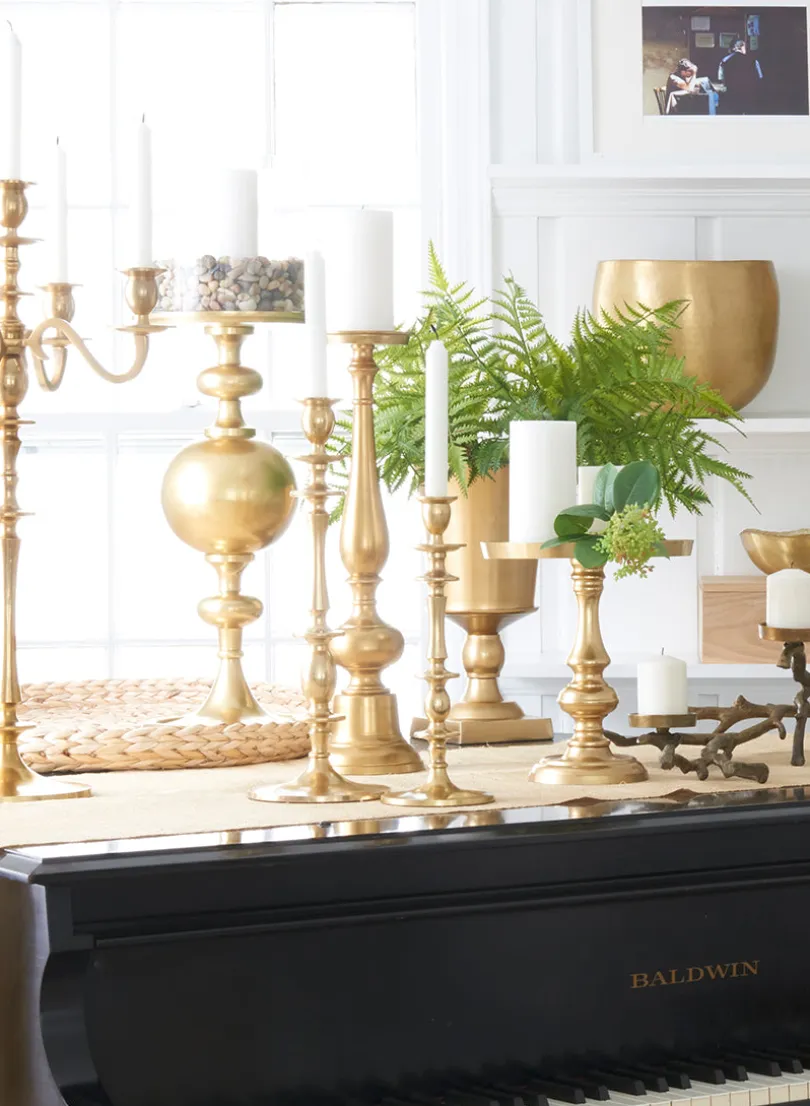 Gold Pedestal Aluminum Urns