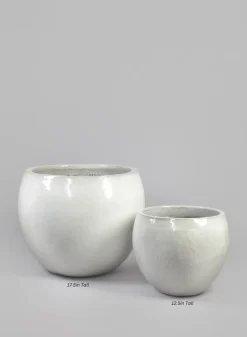 Grand Bowl Clay & Ceramic Planter, Cloud White