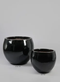 Grand Bowl Clay & Ceramic Planter, Mesquite Black