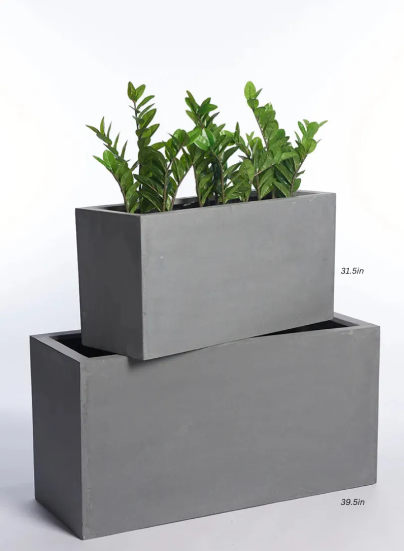 Gray Fiberstone Rectangular Planters