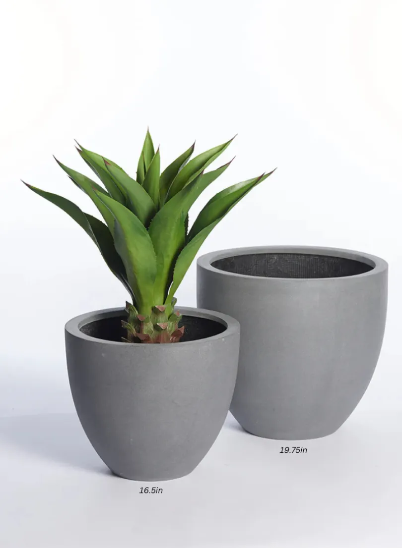 Grey Fiberstone Round Pots