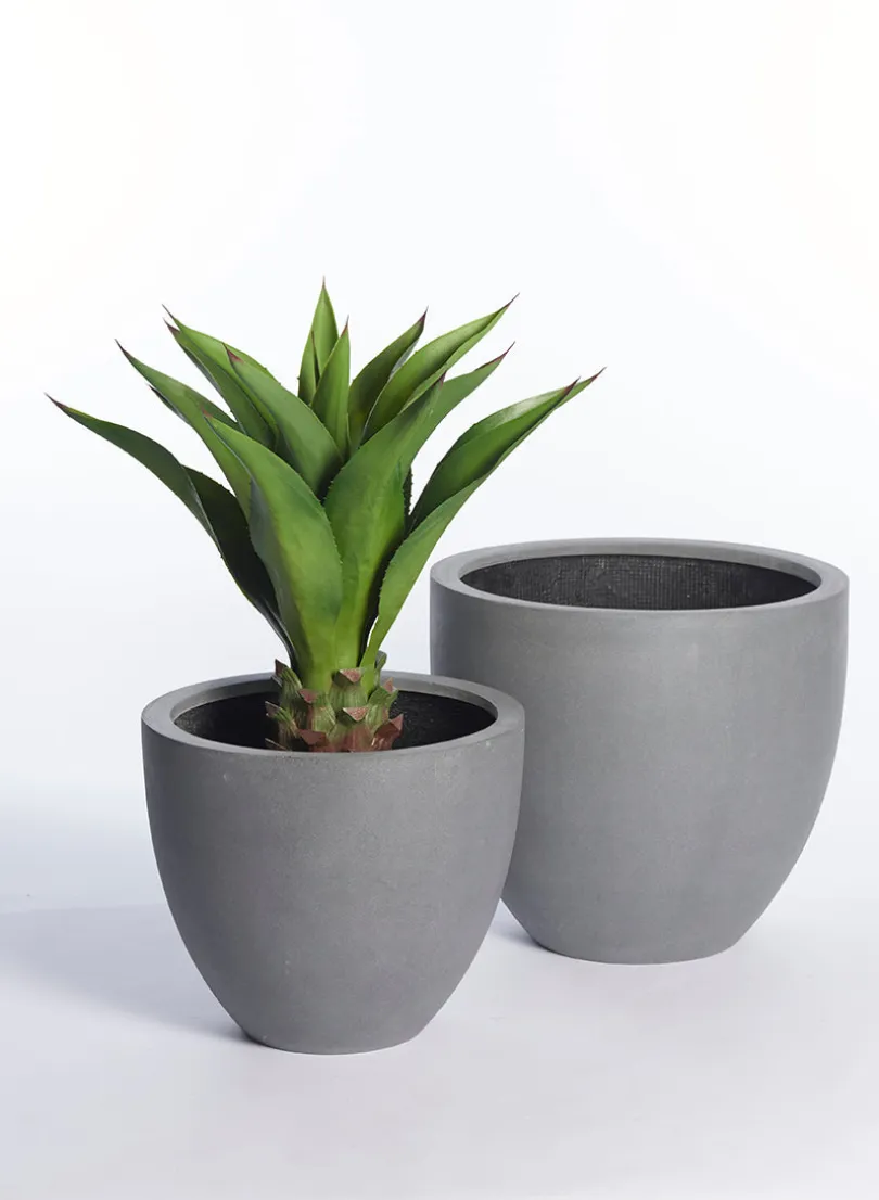 Grey Fiberstone Round Pots