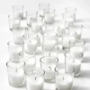 10-Hour 2in Tall White Votive In Clear Glass, Set of 25