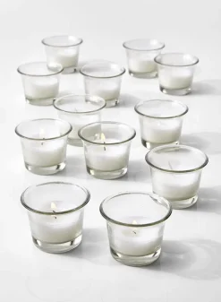 10-Hour 2.5in Wide White Votive in Tulip Glass, Set of 12