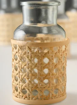 Indochine Cane Weaved Glass Bottle Vase