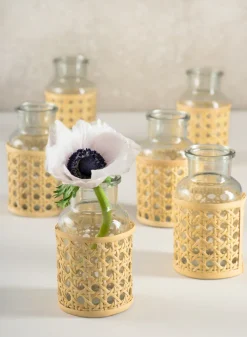 Indochine Cane Weaved Glass Bottle Vase