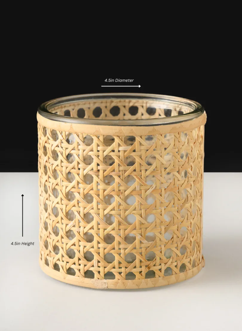 Indochine Cane Weaved Glass Cylinder
