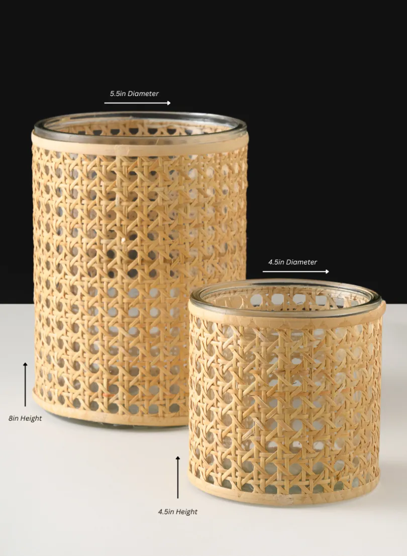 Indochine Cane Weaved Glass Cylinder
