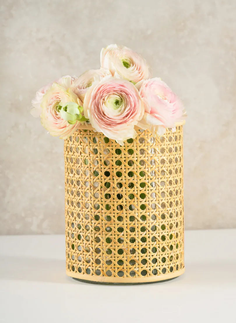 Indochine Cane Weaved Glass Cylinder