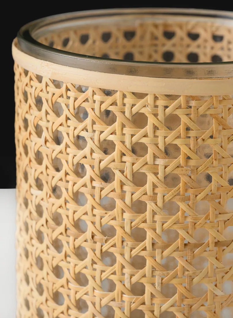 Indochine Cane Weaved Glass Cylinder