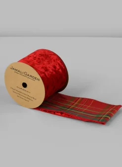 4in Double Sided Wired Red Velvet Christmas Ribbon, 10 Yards