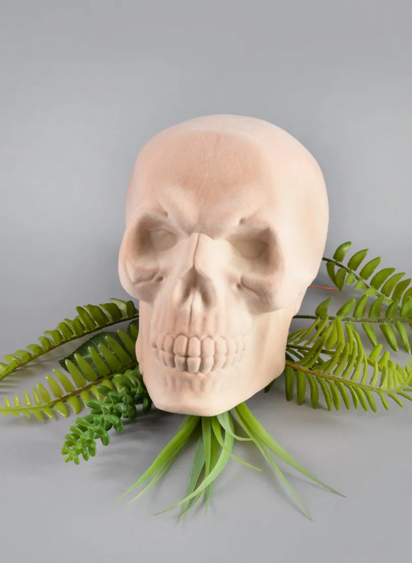 6in Flocked White Skull