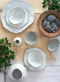 9in Freeform Edge Ceramic Potter's Plate, Set of 2