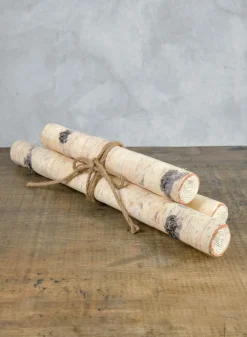 19.5in Long Artificial Birch Pole Stack, Set of 3