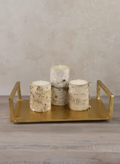 14in Long Atelier Deco Metal Tray, Old Gold