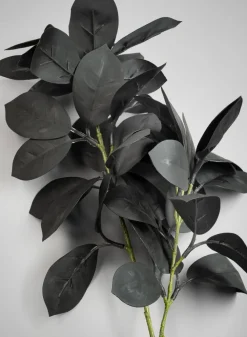 27in Long Black Rubber Fig Leaf Spray, Case of 12