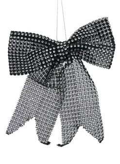 6.75in Long Black With Silver Diamond Bow
