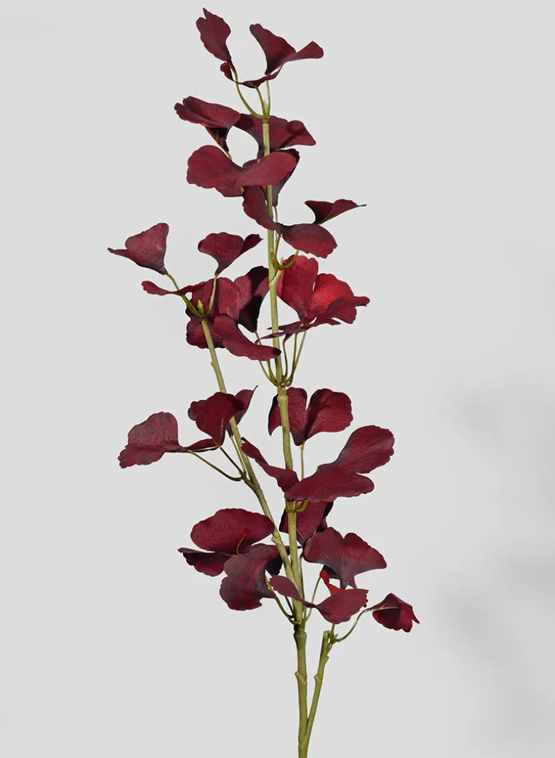 45in Long Burgundy Ginko Leaf Spray, Case of 12