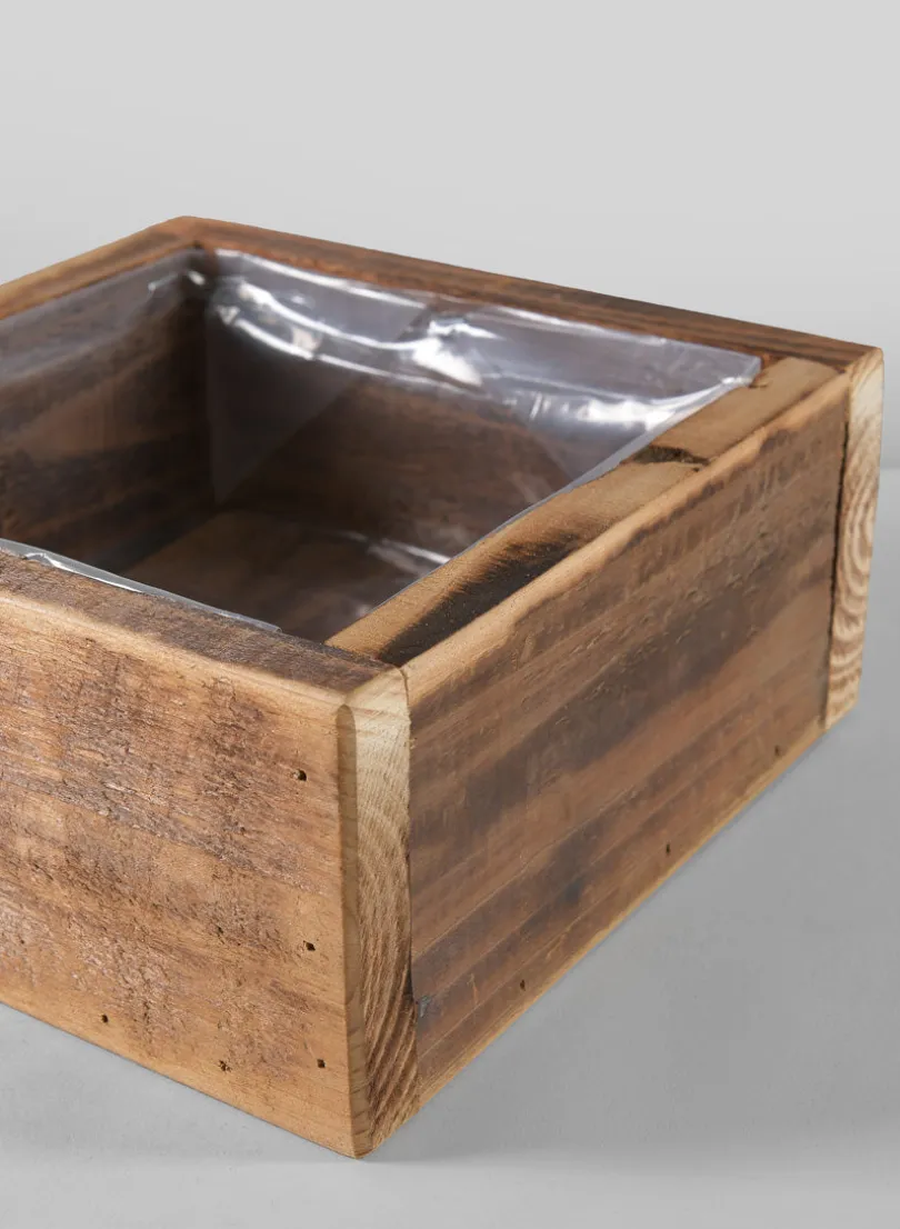 8in Long Burnt Wood Low Flower Box