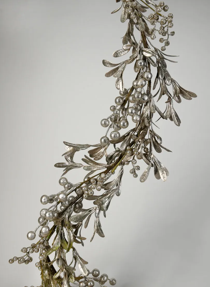 56in Long Champagne Leaf & Glitter Berry Garland