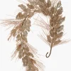 54in Long Champagne & Light Copper Glitter Holly Garland, Case of 4