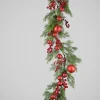 62in Long Classic Christmas Pine Garland with Red Ball Ornament and Red Berry, Case of 4