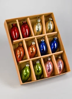 3in Long C7 Multicolor Mercury Glass Bulb Ornaments, Set of 12