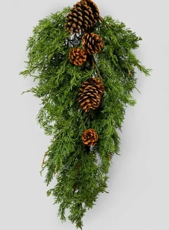 28in Long Cypress Door Swag With Pine Cones