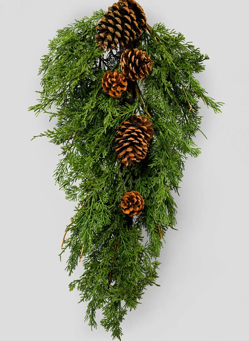 28in Long Cypress Door Swag With Pine Cones