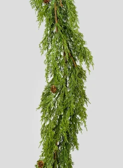 70in Long Cypress Garland with Mini Pine Cones