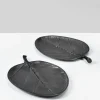 8in Long Dark Platinum Betel Leaf Tray, Set of 2