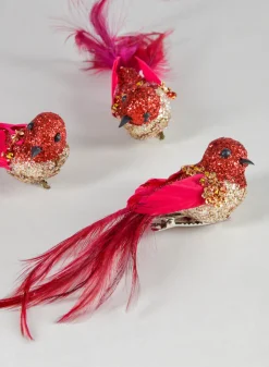 5in Long Decorative Red Bird, Set of 4