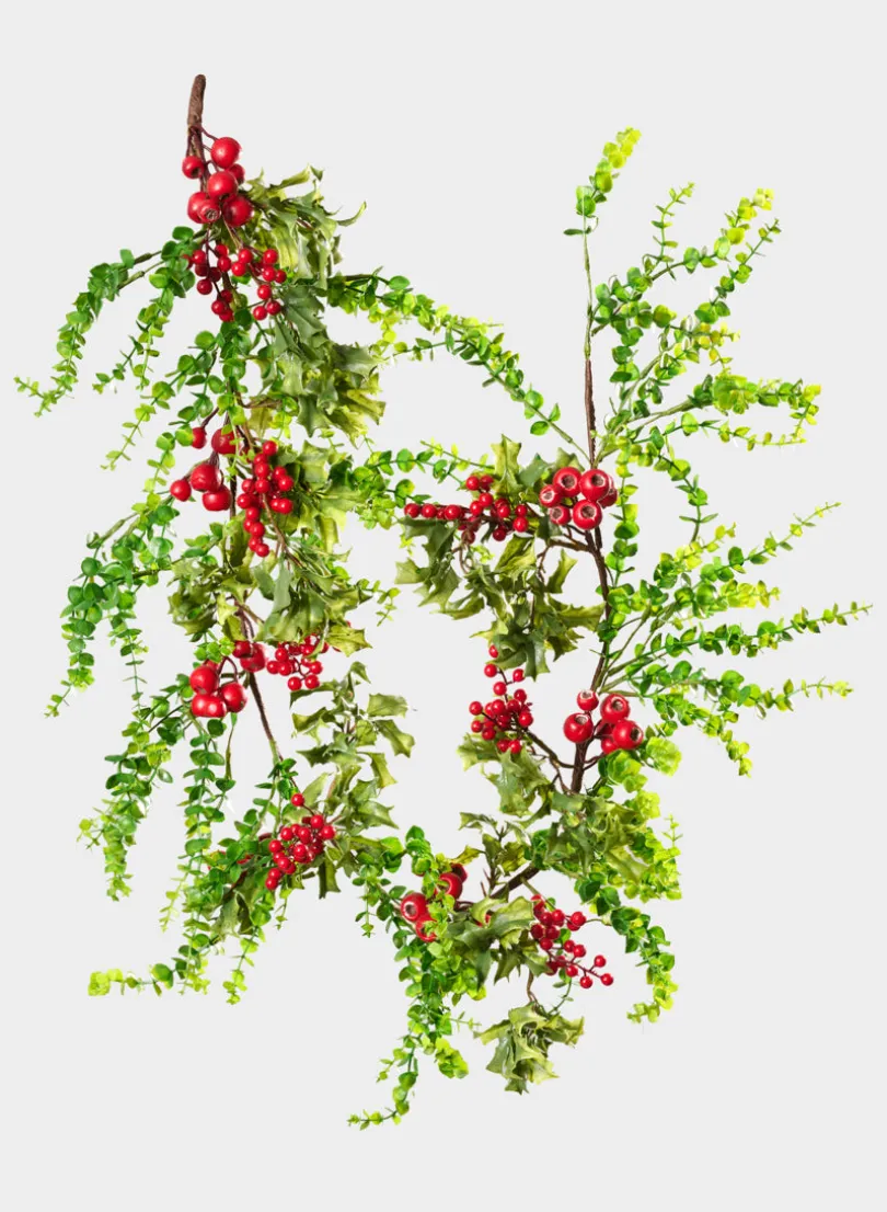 60in Long Eucalyptus and Red Berry Garland