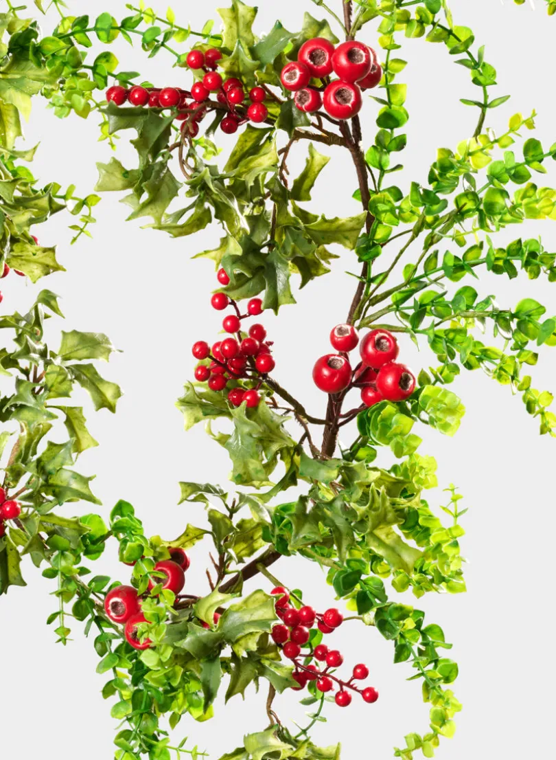 60in Long Eucalyptus and Red Berry Garland