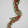 62in Long Festive Pine Garland with Red Berries and Apple Assortment, Case of 4